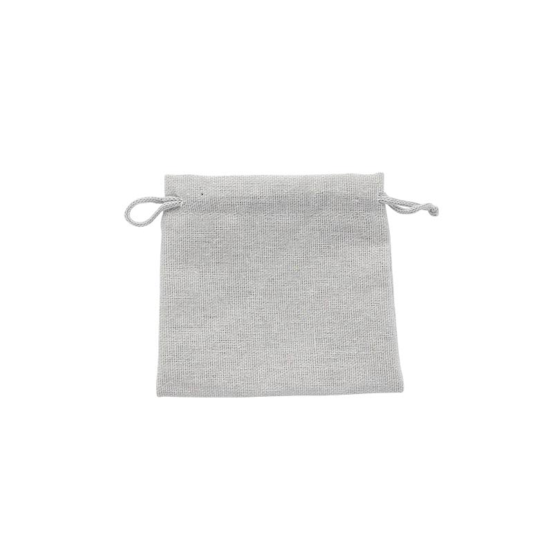 Natural grey linen pouches with cotton drawstrings, 11 x 10 cm (x5)