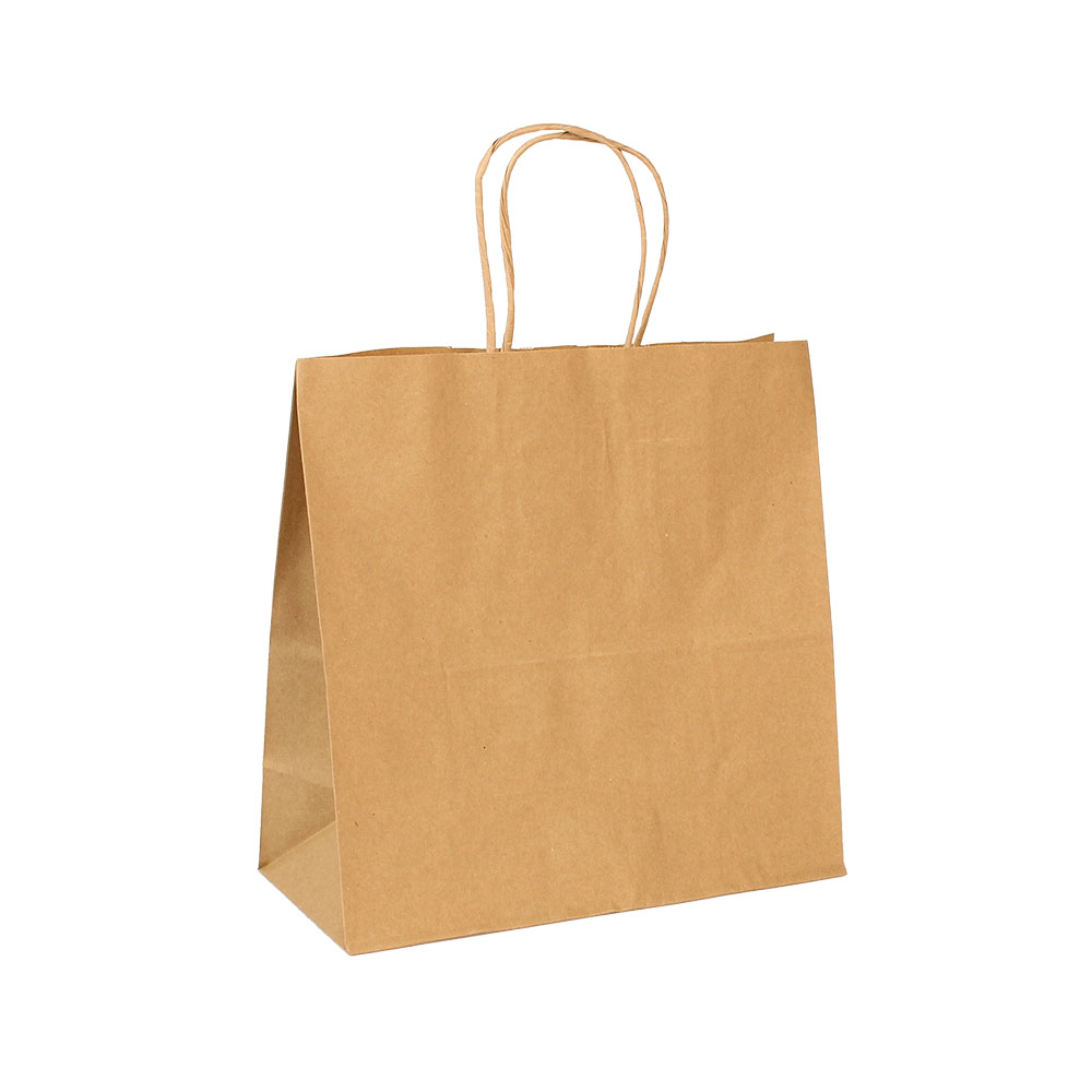 Natural kraft paper carrier bags, 22 x 10 x 22 cm H, 90 g