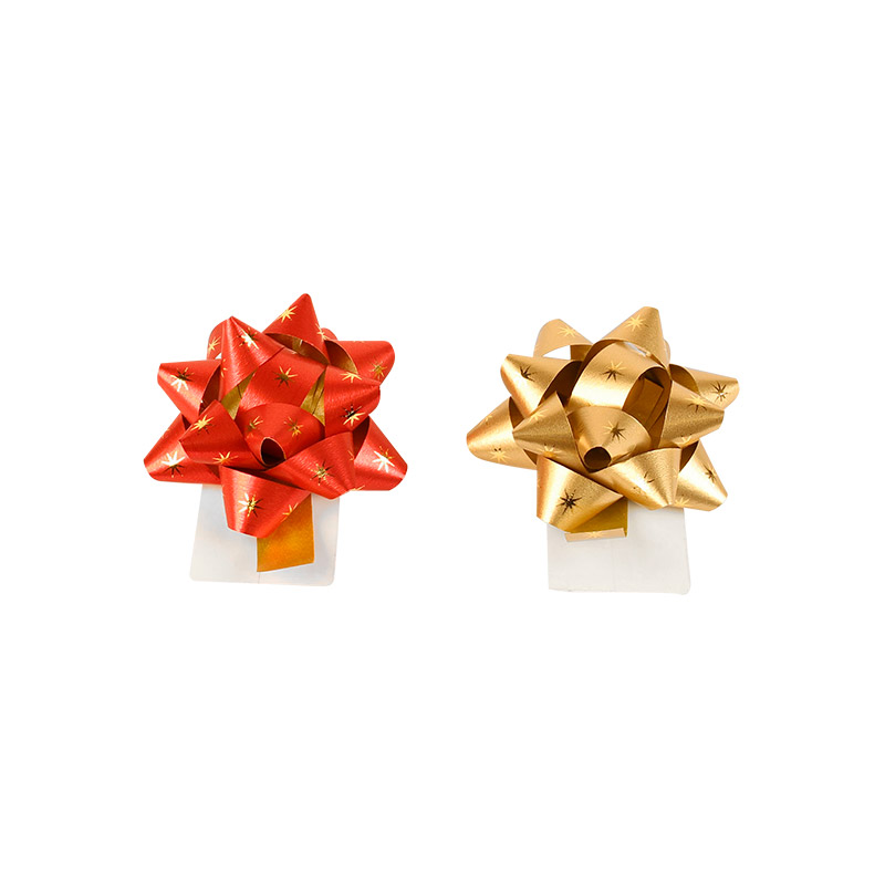 Red and gold self-adhesive confetti bows, diam. 5cm