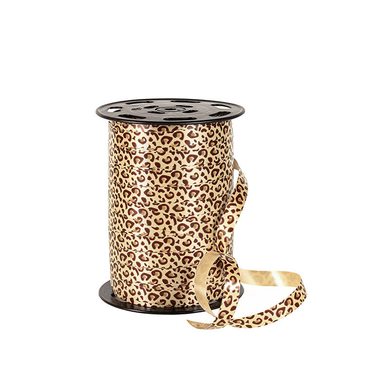 Beige leopard print curling ribbon