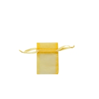 Gold coloured organza pouches, 7 x 7 cm