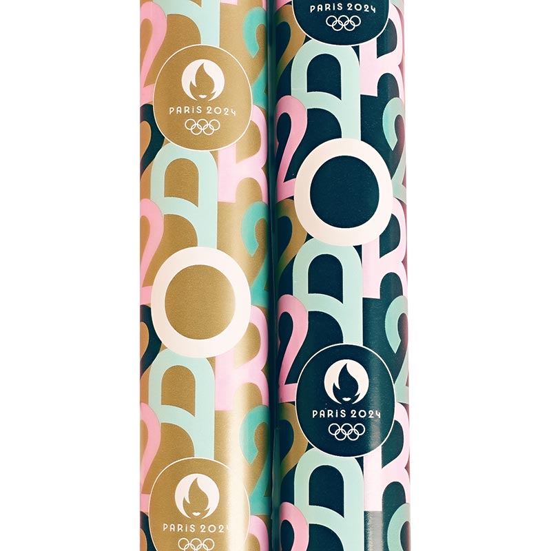 Set of 2 rolls of colourful 2024 Paris Olympic Games wrapping paper 0.70 x 3m