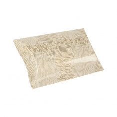 White and gold lizard skin print card pillow boxes, 290g - 4 x 6 x 2 cm