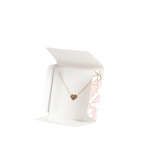 Card gift pouch for pendant, white with hot-foil printed pink and gold designs