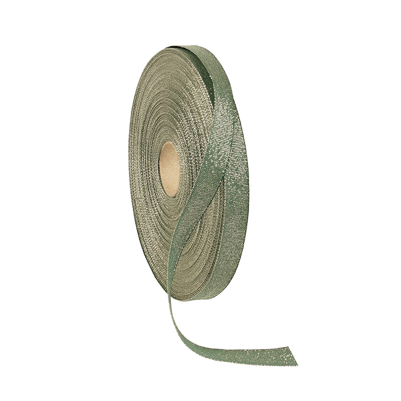 Green glitter finish cotton ribbon