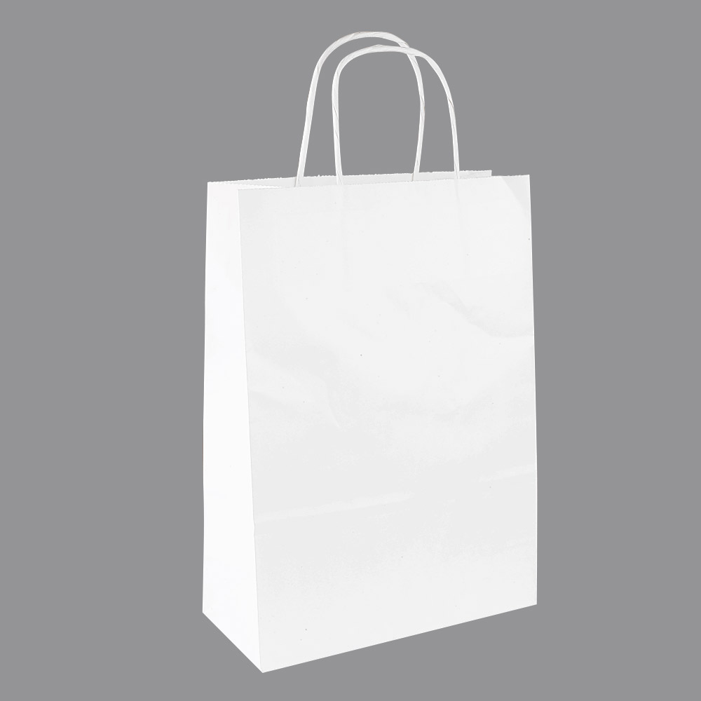 White kraft paper carrier bags 35 x 14 x 44 cm H, 100 g