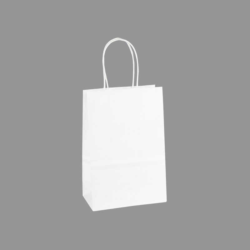 White kraft paper carrier bags 14 x 8 x 21 cm H, 90 g