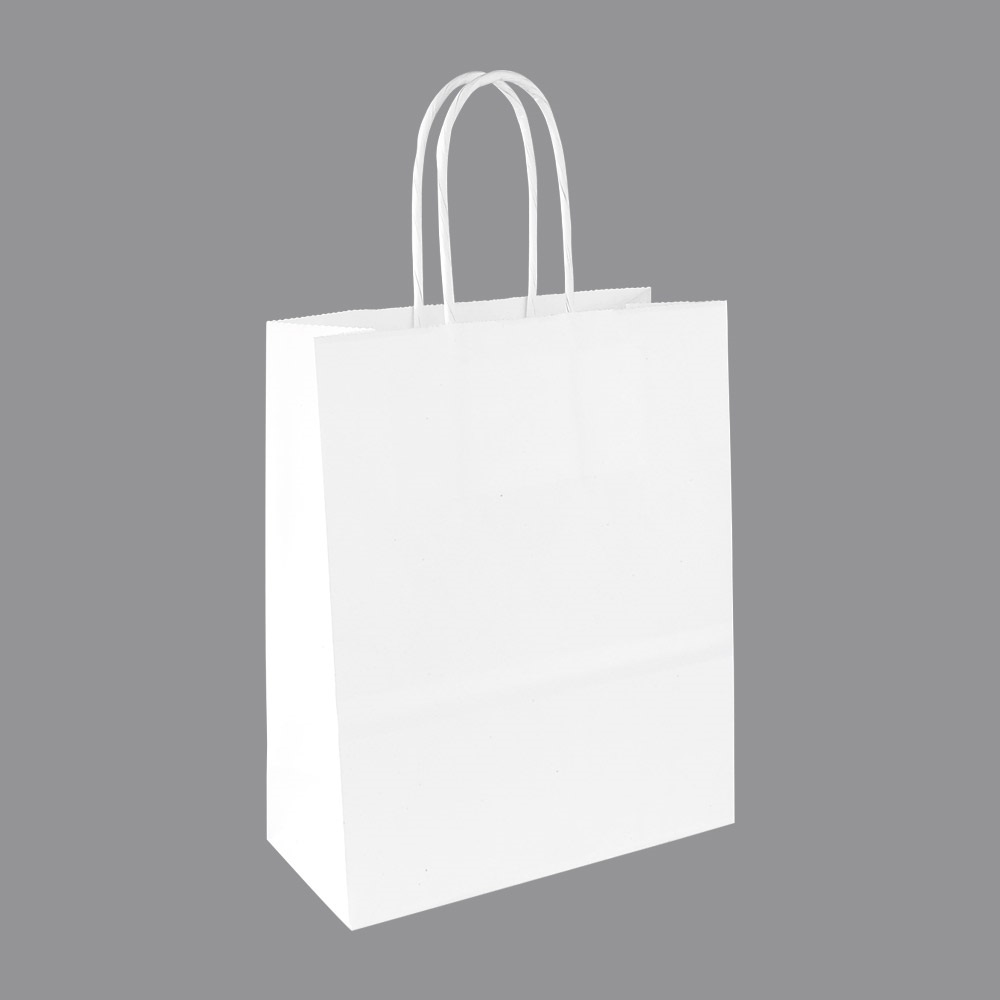 White kraft paper carrier bags 23 x 12 x 30cm H, 100g
