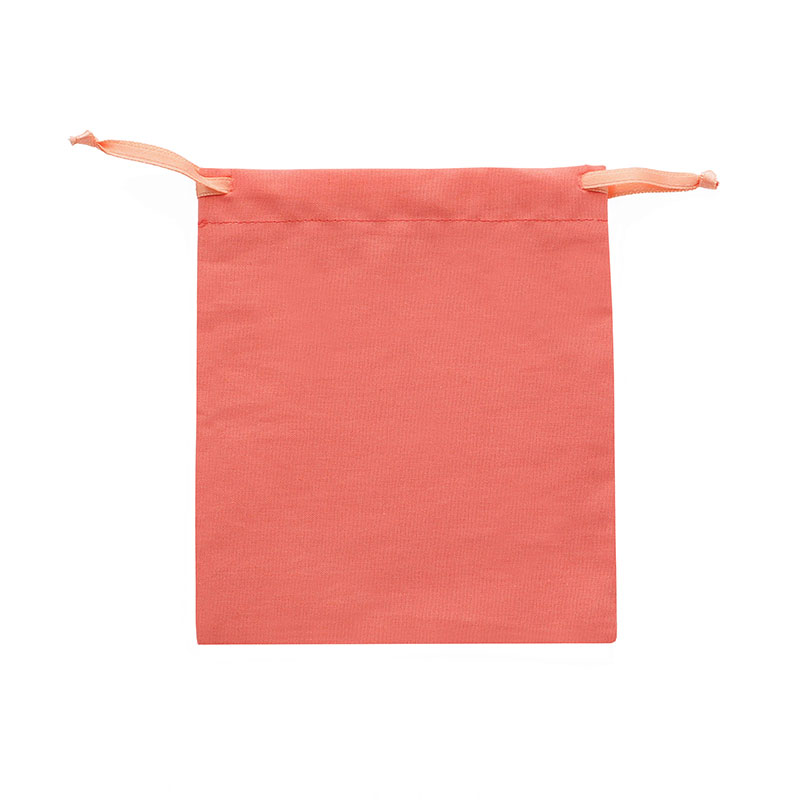 100% cotton coral pouches with matching satin ribbon drawstrings 12 x 14cm