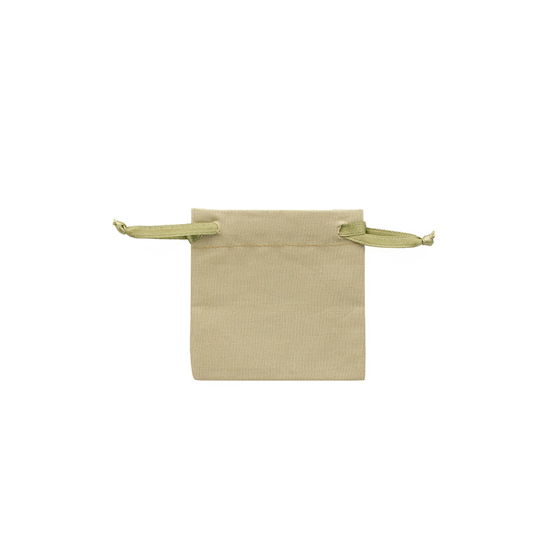 100% cotton light khaki pouches with matching satin ribbon drawstrings 7 x 7cm
