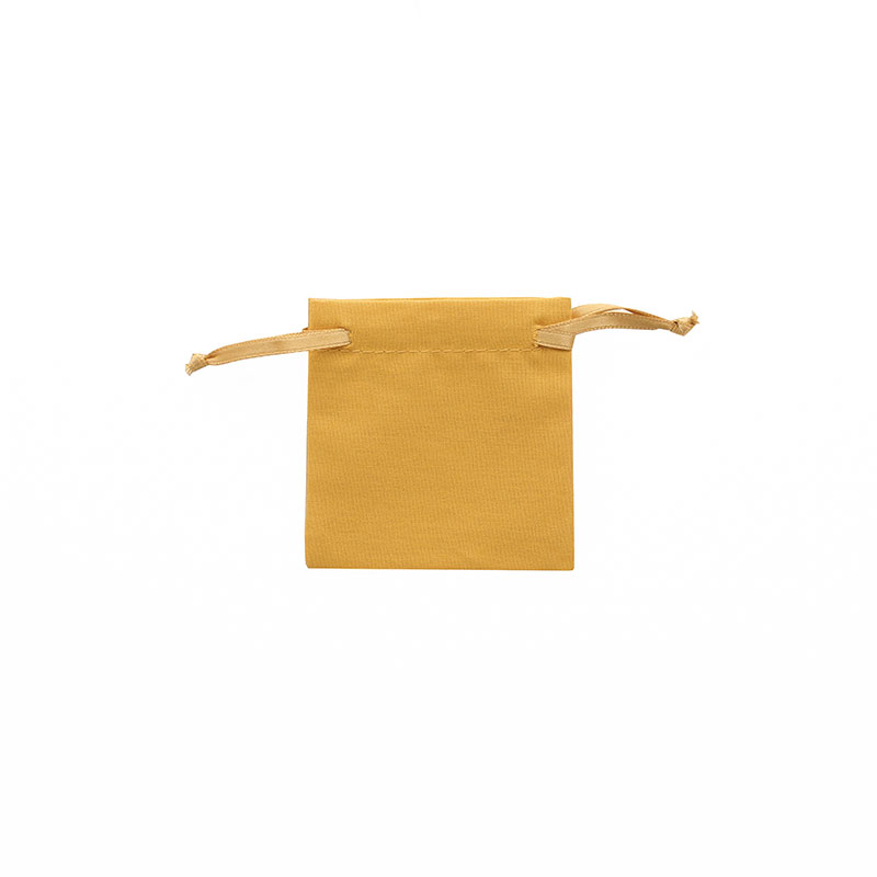 100% cotton saffron pouches with matching satin ribbon drawstrings 7 x 7 cm