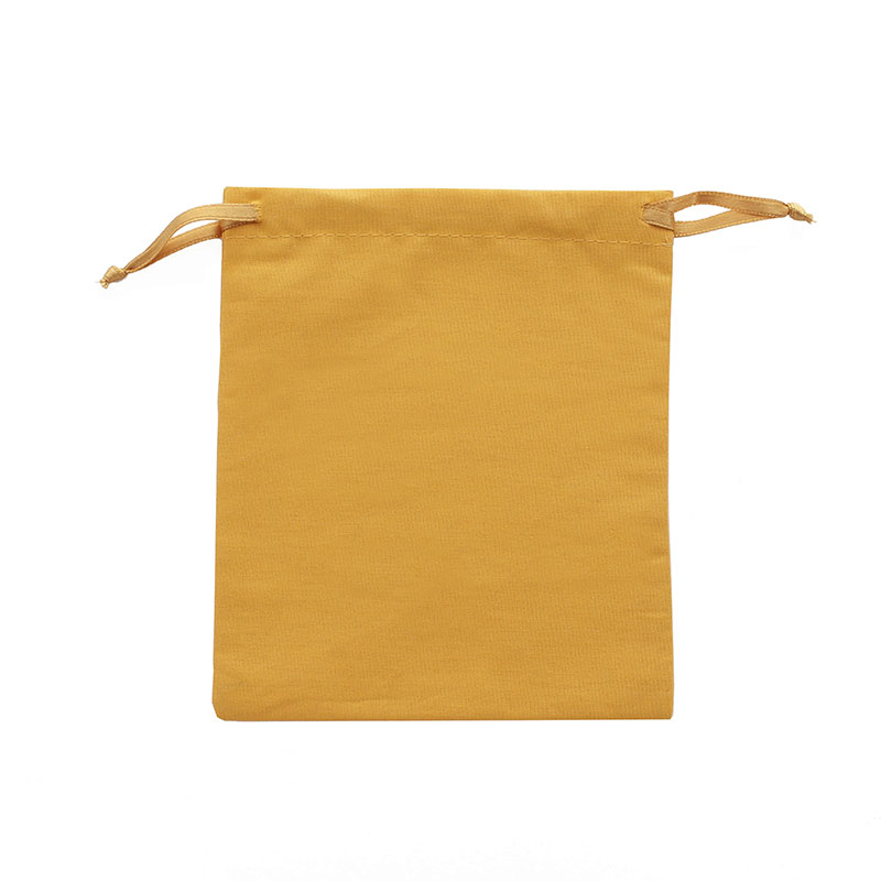 100% cotton saffron pouches with matching satin ribbon drawstrings 12 x 14cm