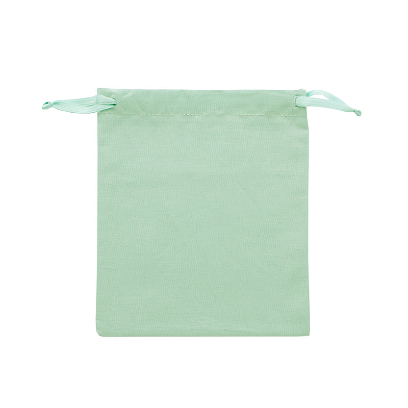 100% cotton sage green pouches with matching satin ribbon drawstrings 12 x 14cm