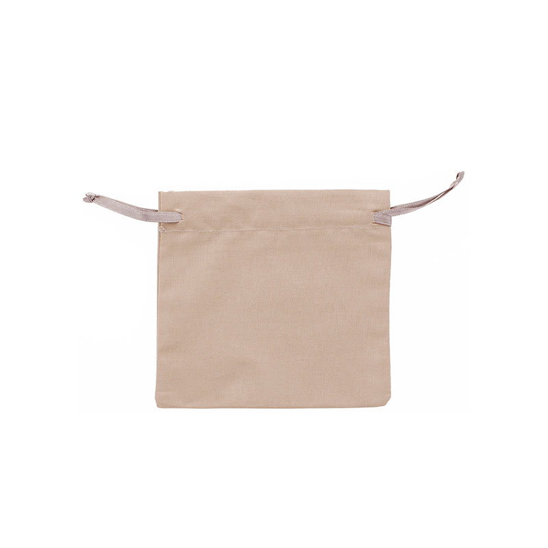 100% cotton taupe pouches with matching satin ribbon drawstrings 11 x 10cm