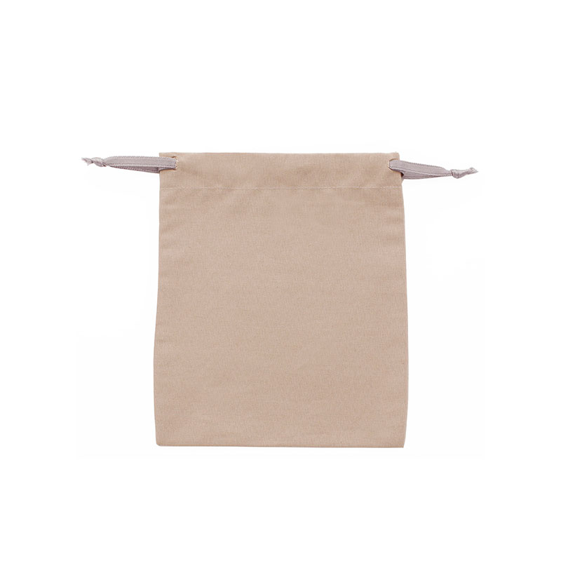 100% cotton taupe pouches with matching satin ribbon drawstrings 12 x 14cm