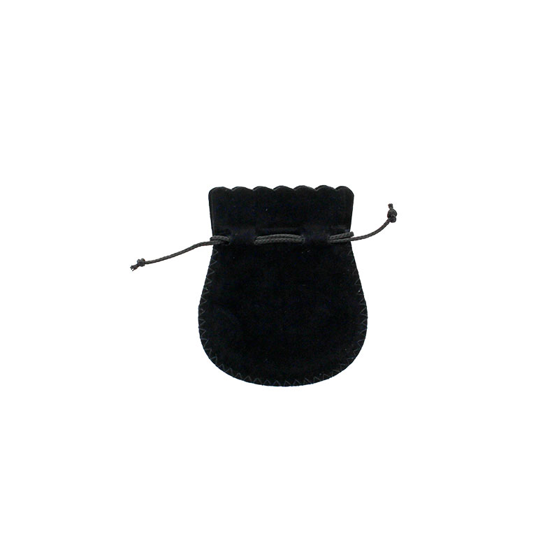 Black cotton and viscose suedette pouches, 8 x 6.5 cm