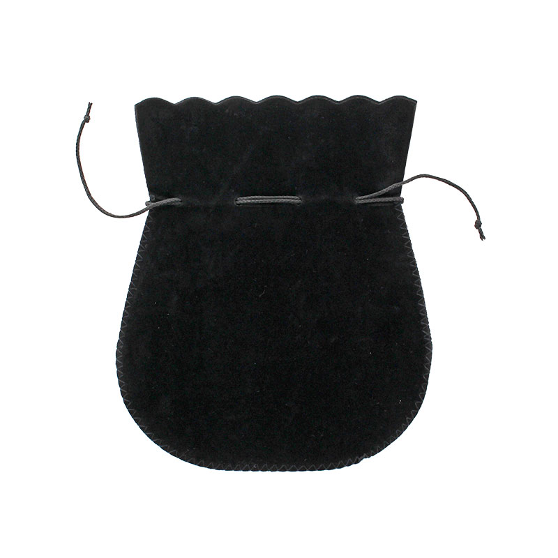 Black cotton and viscose suedette pouches, 16 x 13 cm