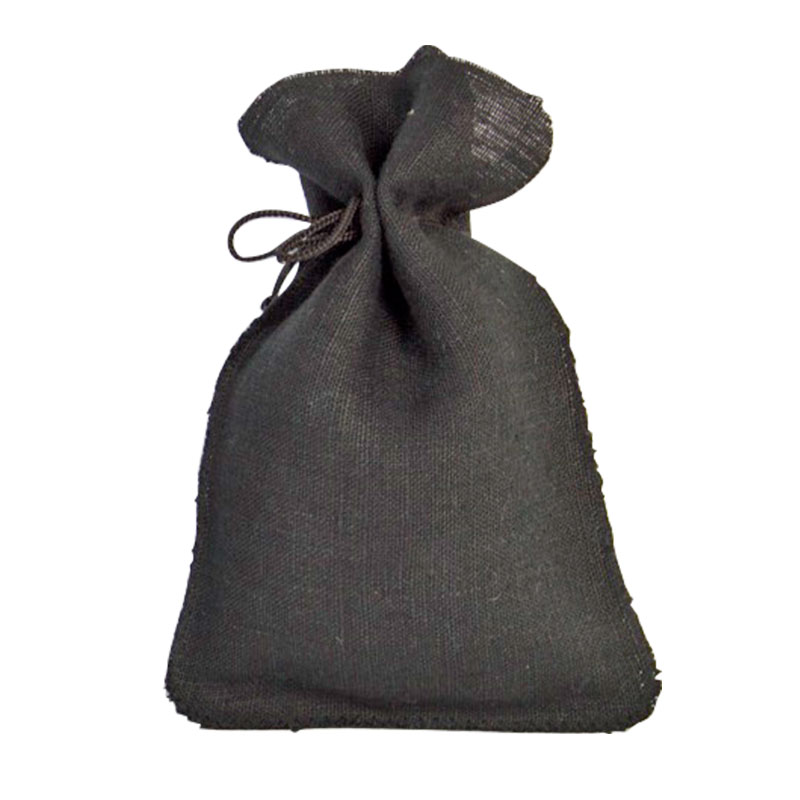 Black 100% linen pouches 12 x 14 cm