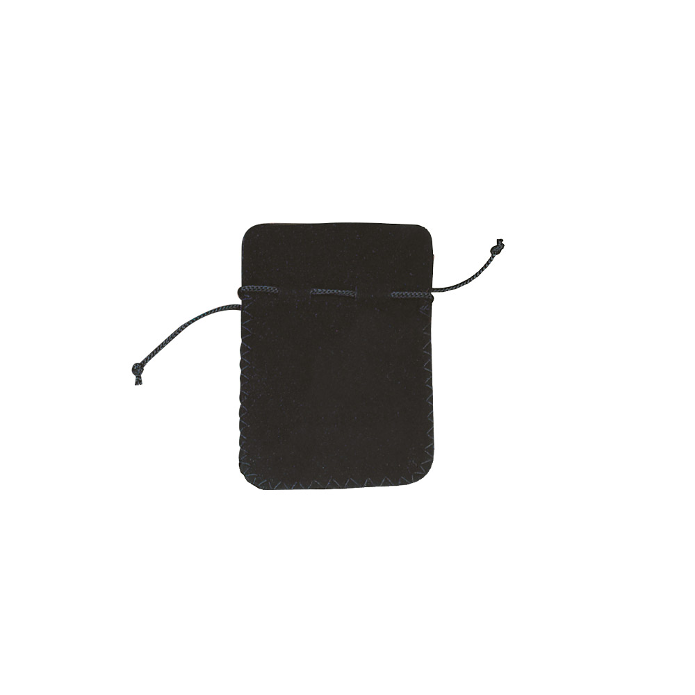 Black man-made felt pouches, 6.5 x 5.5 cm