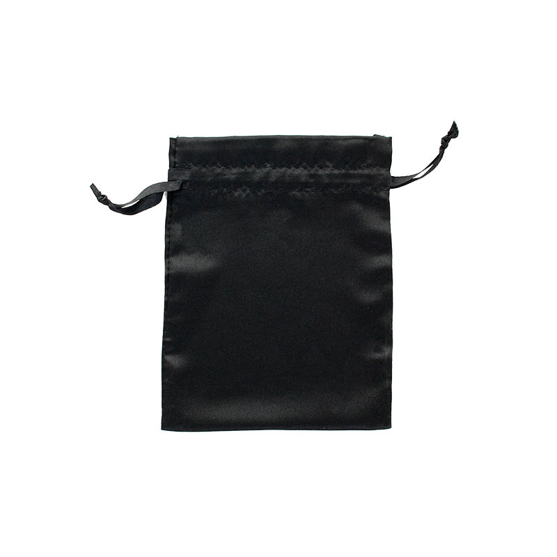 Black man-made satin finish pouches 12 x 13 cm