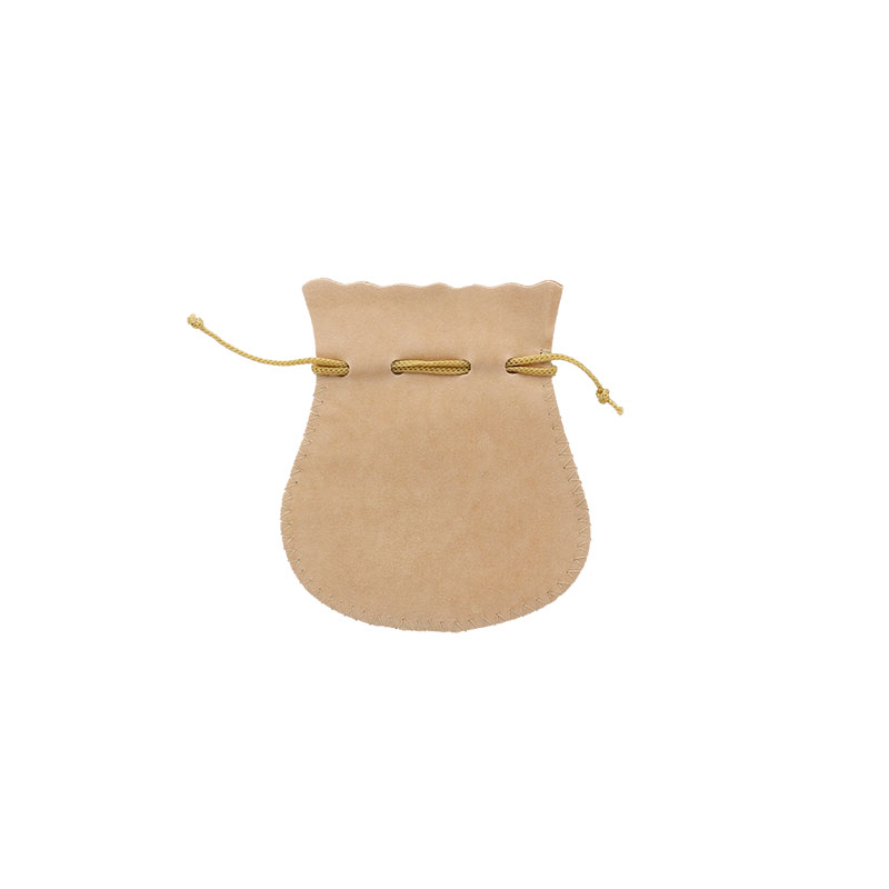 Camel coloured cotton and viscose sudette pouches, 9.5 x 8 cm