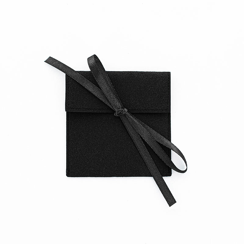 Black microfibre pouches 8 x 8 cm