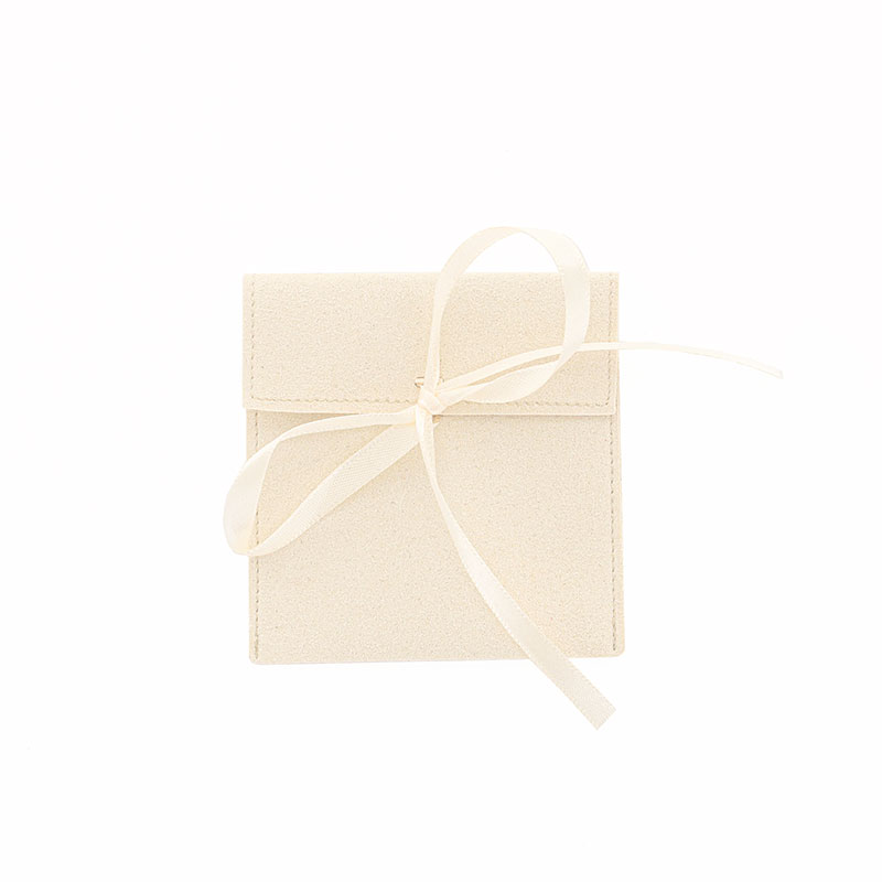 Cream coloured microfibre pouches 8 x 8 cm