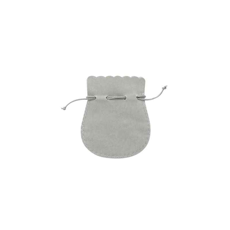 Grey cotton and viscose suedette pouches, 8 x 6.5 cm