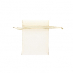 Ivory-coloured organza pouches, 12 x 13 cm