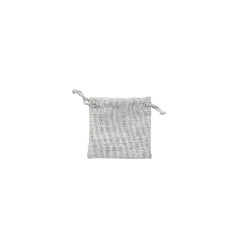 Natural grey linen pouches with cotton drawstrings, 75 g (x 5)