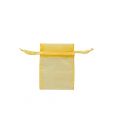 Gold-coloured organza pouches, 9 x 9 cm