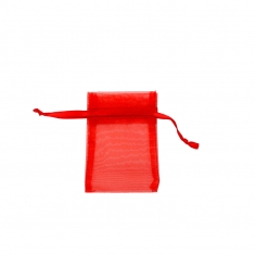 Red organza pouches, 9 x 9 cm