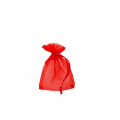 Red organza pouches, 9 x 9 cm