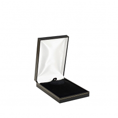 Man-made leatherette jewellery presentation box with gold border