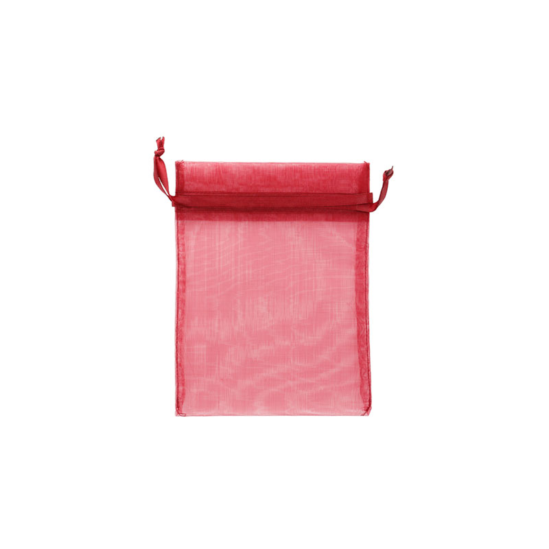 Garnet colour organza pouches, 7 x 7 cm