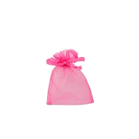 Fuchsia organza pouches, 9 x 9 cm