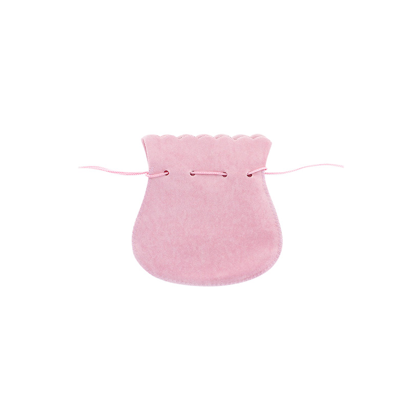 Pink cotton and viscose suedette pouches, 9.5 x 8 cm