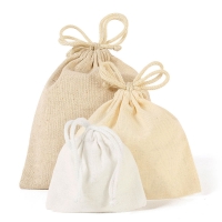 100% cotton pouches with white drawstrings, 11 x 10 cm (x5)