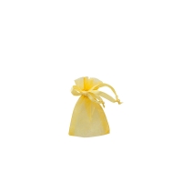 Gold coloured organza pouches, 7 x 7 cm