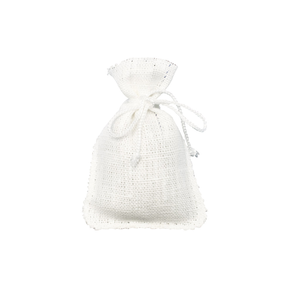 White 100% natural linen pouches, 7 x 7 cm