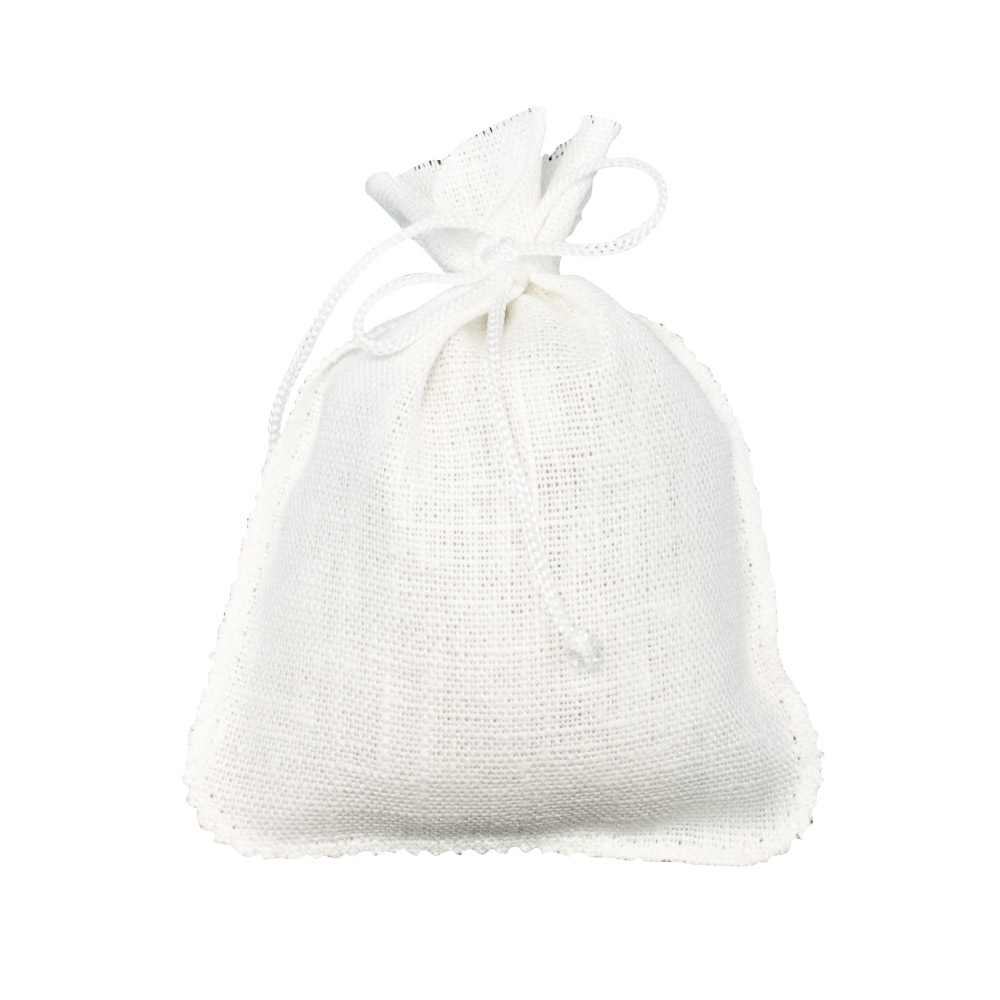 White 100% natural linen pouches, 11 x 10.5 cm