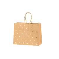 Kraft paper carrier bags with shiny gold triangle and circle details, A. 18+10x22.7 cm, 120g