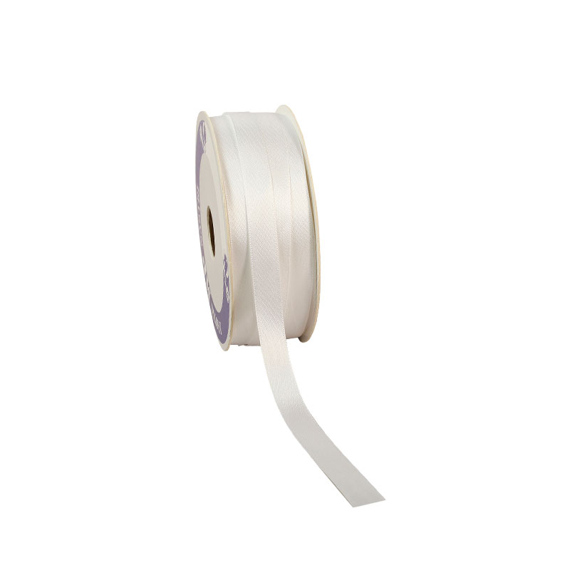 White satin-finish ribbon, 12mm x 100m