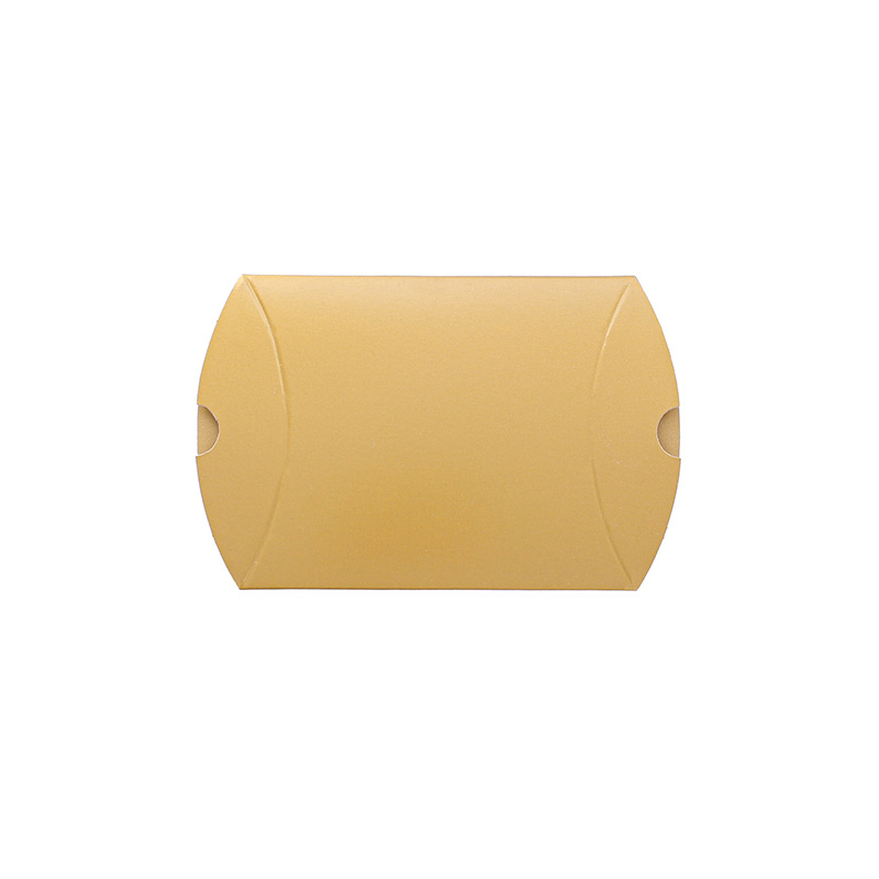 Shiny gold cardboard pillow boxes, 250g - 7 x 7.5 x 2.3cm