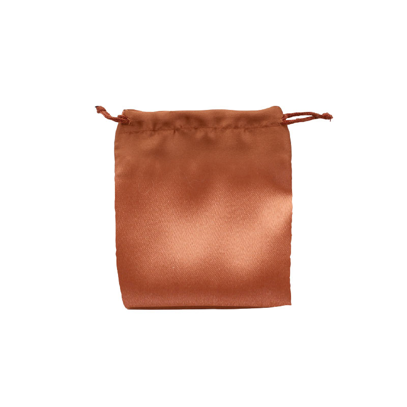Terracotta satin pouches with cotton drawstrings, 12 x 14 cm