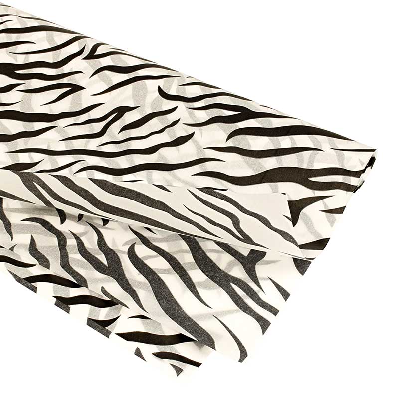 White tissue paper with black zebra print