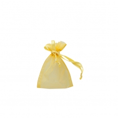 Gold-coloured organza pouches, 9 x 9 cm