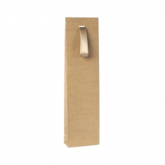 Natural kraft paper stand-up bags with matching satin ribbon, 125 g - 7 x 4 x 12 cm tall