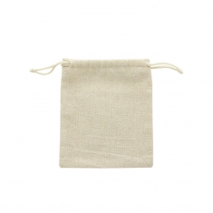 100% natural beige linen pouches with cotton drawstrings, 12 x 14 cm