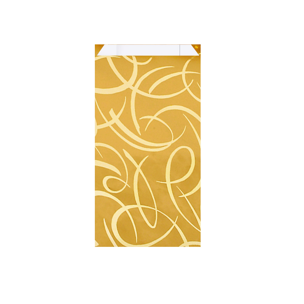 Gold matt with metallic volutes paper sachets, 7 x 12 cm, 80g (x250)